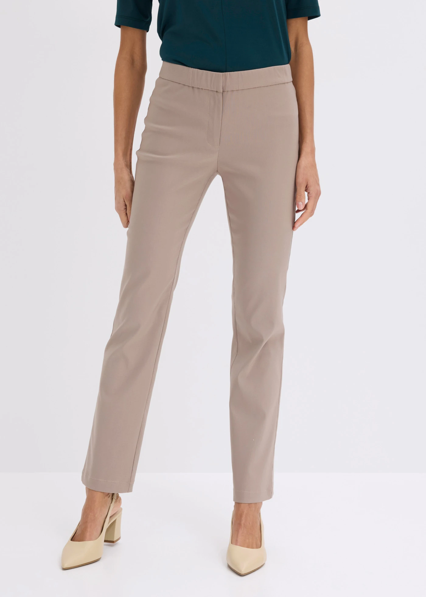 Bengaline stretch broek • taupe • bonprix online shop