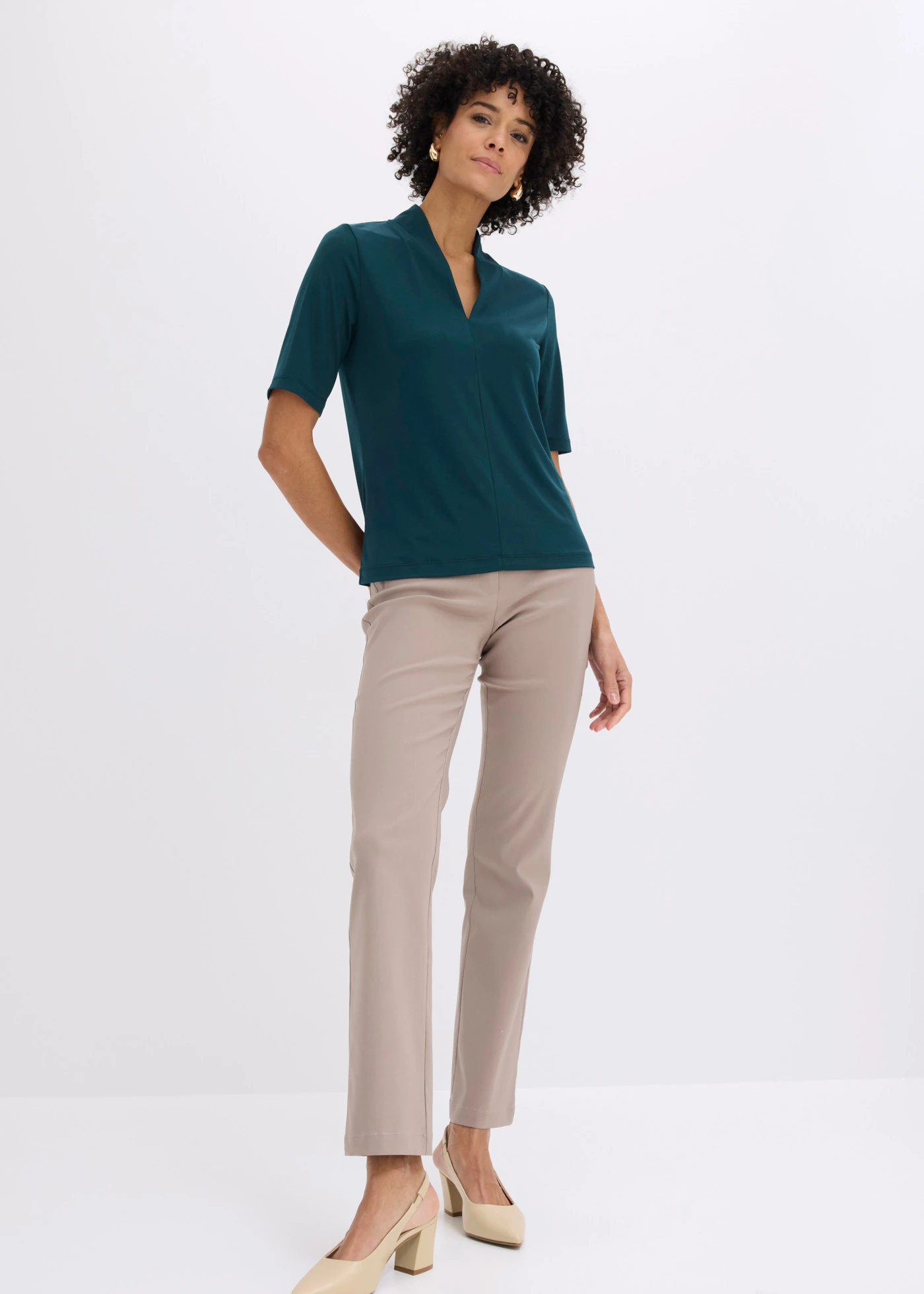 Pantaloni cu stretch din bengalină • gri-bej • magazin bonprix