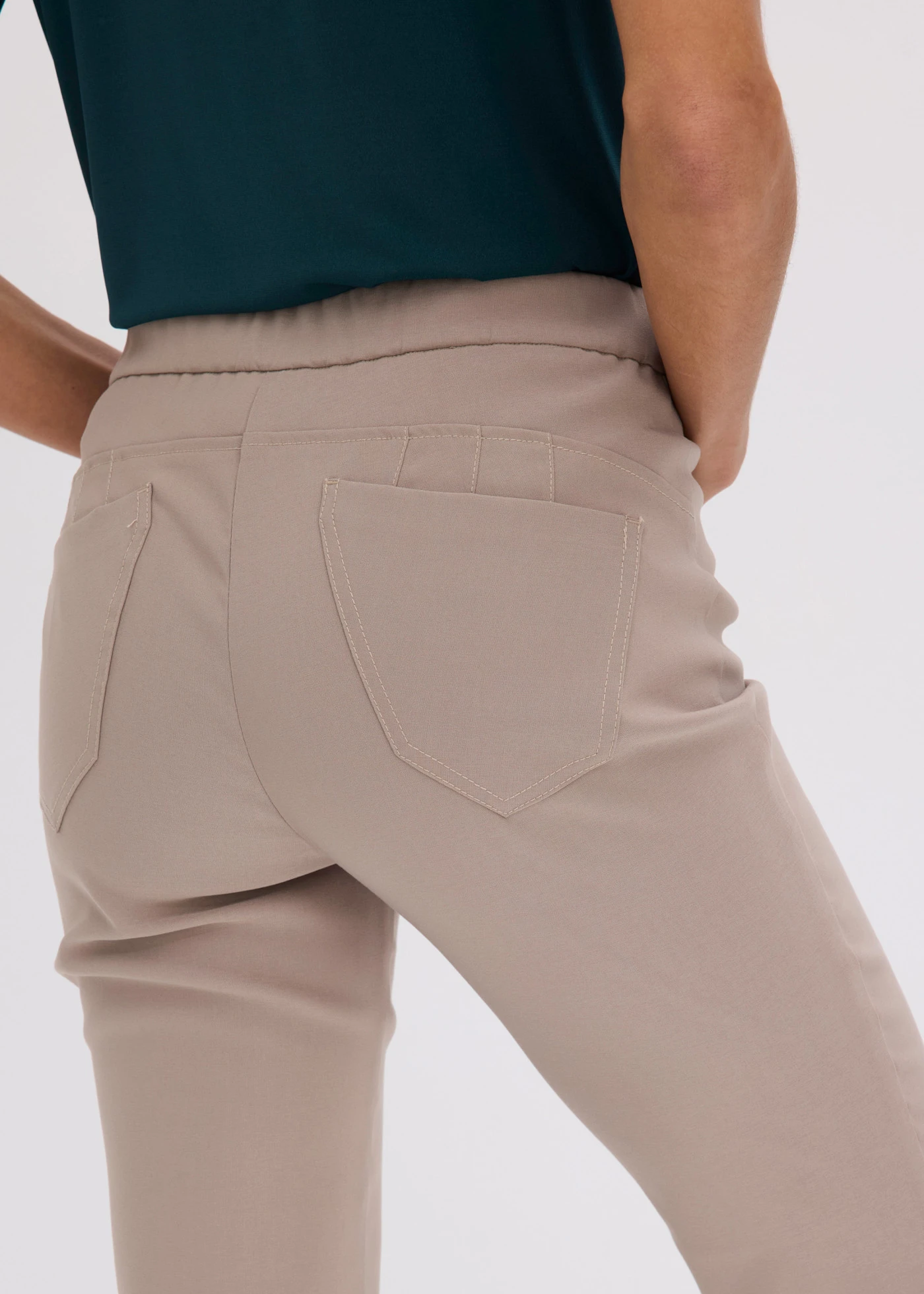 Bengaline stretch broek • taupe • bonprix online shop
