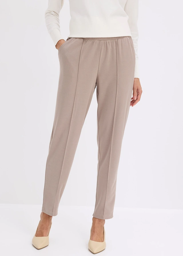 Jersey instapbroek met bies • taupe • product-page.page-title-suffix