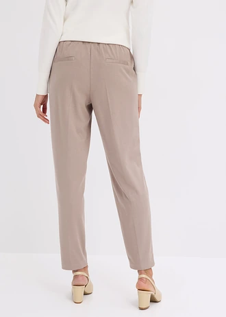 Jersey instapbroek met bies, Kleur: taupe