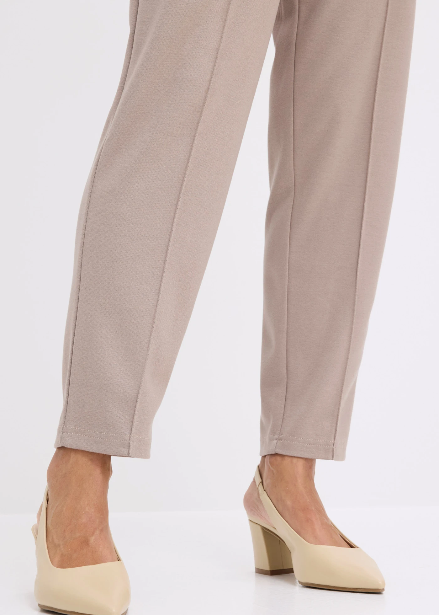 Pantaloni din jerse cu dungă, fără încheiere • gri-bej • magazin bonprix