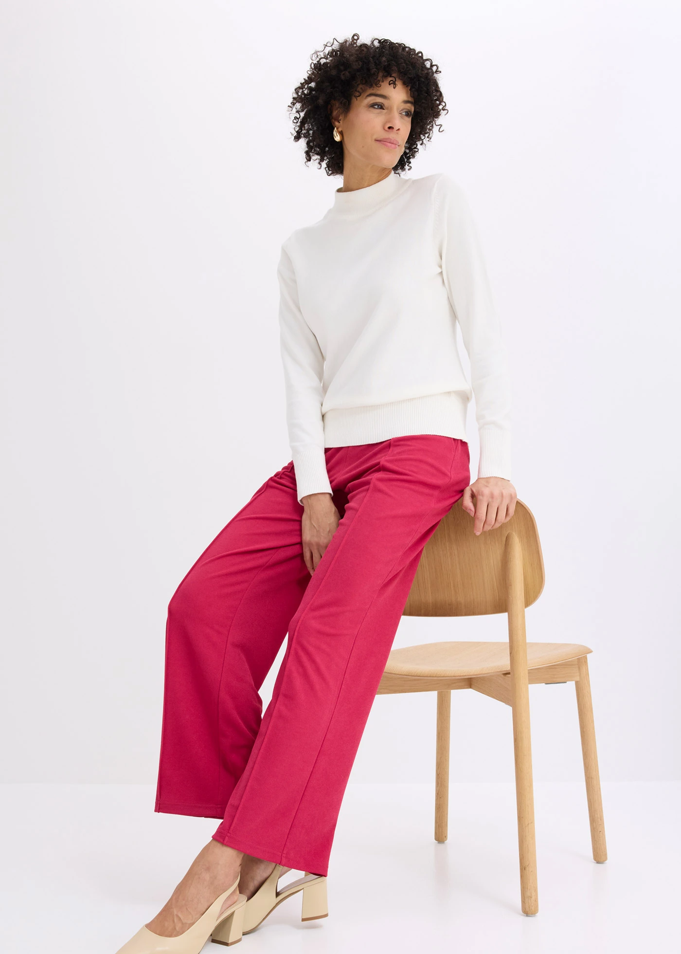 Pantalon élastiqué en interlock épais • magenta • Boutique bonprix