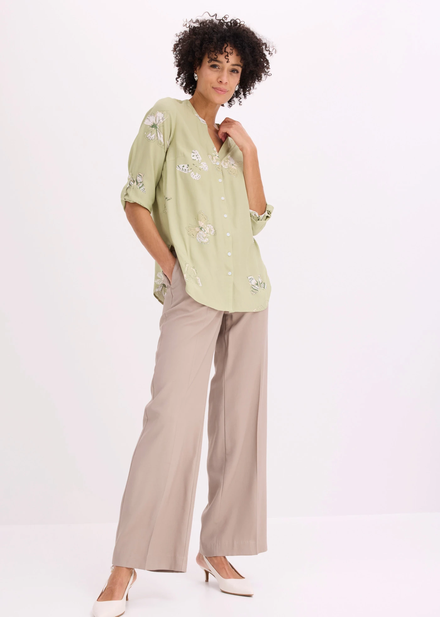 Chemisier imprimé en viscose • vert pâle • Boutique bonprix