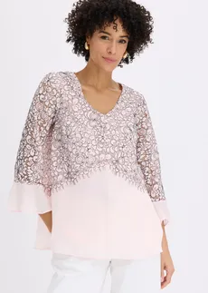 Tunică cu dantelă • roz deschis/negru floral • magazin bonprix