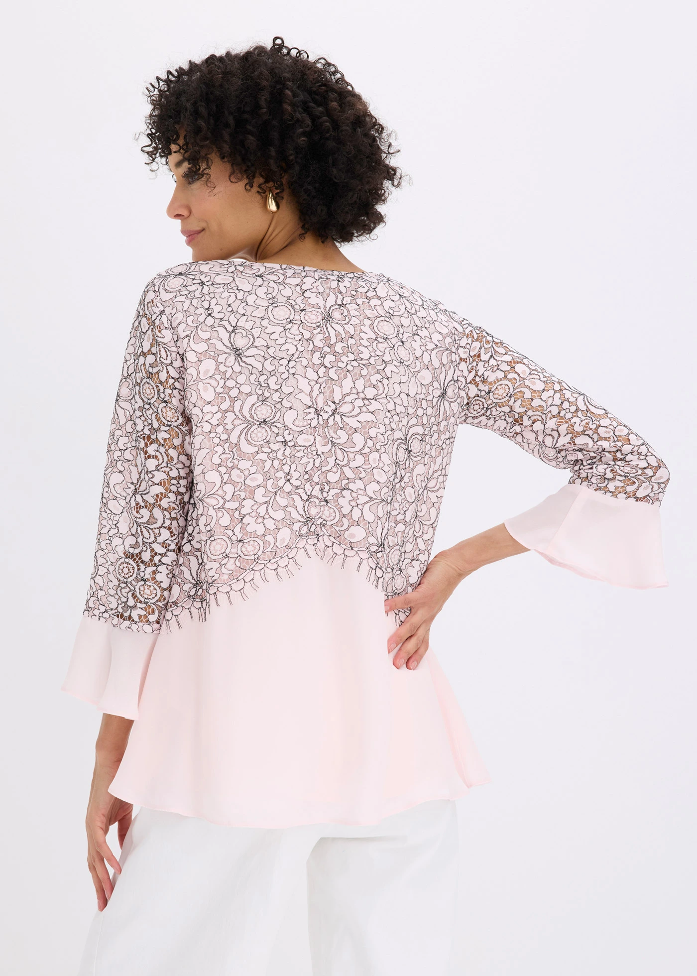 Kanten tuniek • lichtroze/zwart gebloemd • bonprix online shop