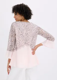 Tunică cu dantelă • roz deschis/negru floral • magazin bonprix