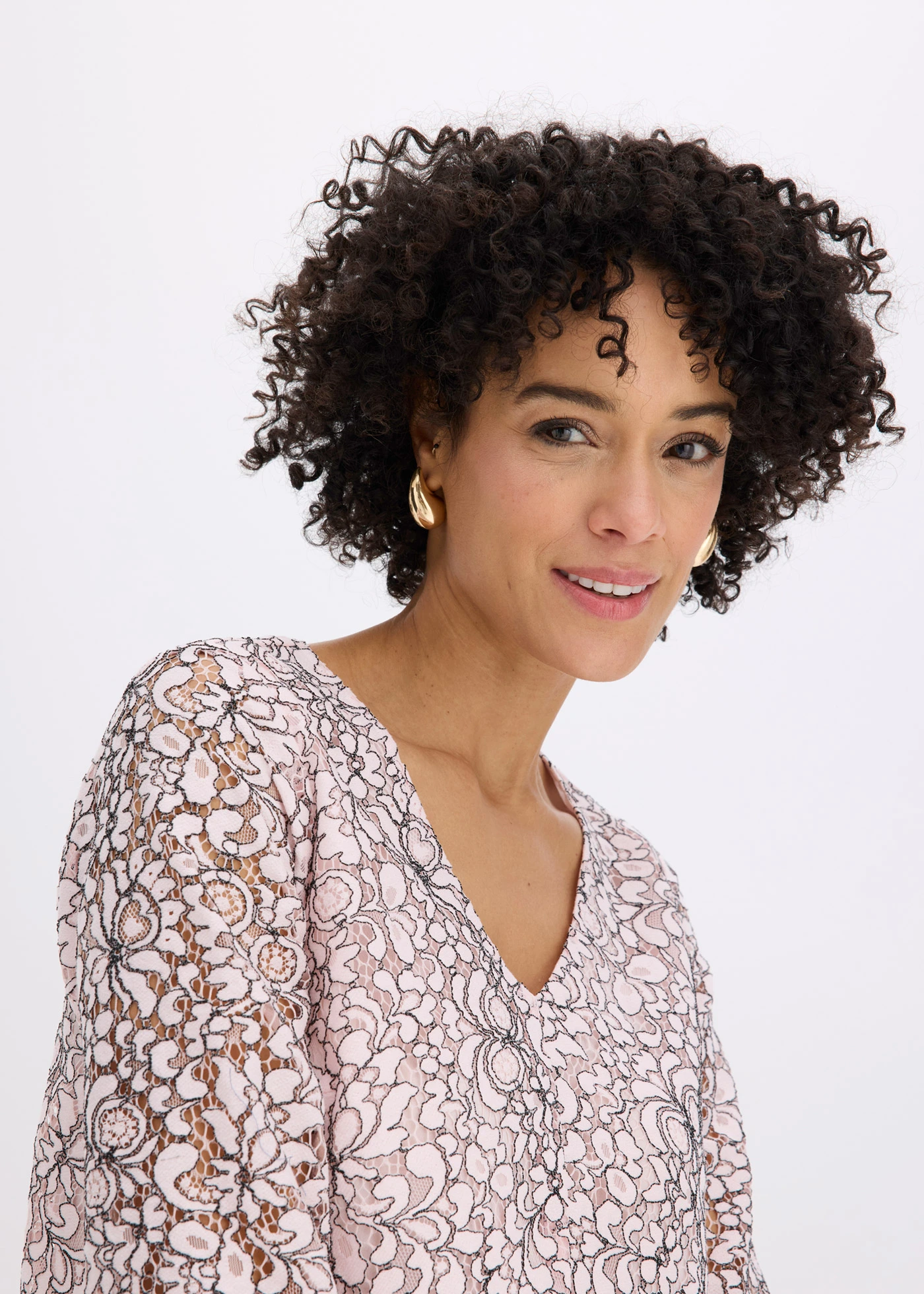 Kanten tuniek • lichtroze/zwart gebloemd • bonprix online shop