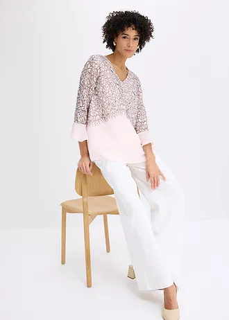 Kanten tuniek • lichtroze/zwart gebloemd • bonprix online shop