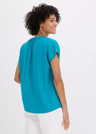 Chemisier manches courtes à boutonnage invisible • bleu lagon • Boutique bonprix