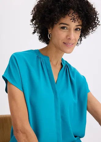 Chemisier manches courtes à boutonnage invisible • bleu lagon • Boutique bonprix