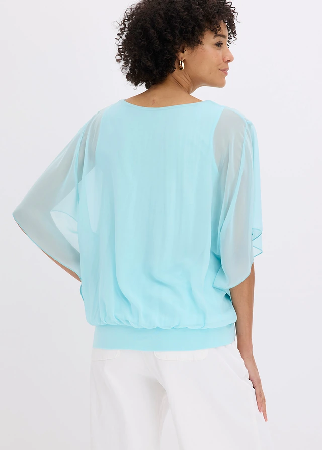 Chiffon blouse met ondershirt • aquablauw • product-page.page-title-suffix
