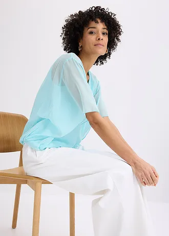 Sifon blúz toppal • akvakék • bonprix áruház