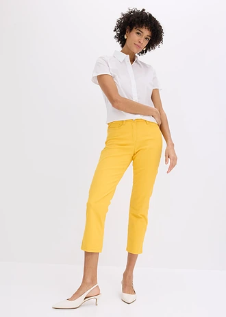 Pantalon extensible 7/8, Couleur: jaune safran