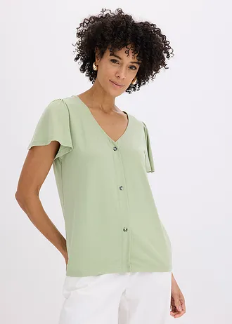 T-shirt boutonné, Couleur: vert pâle