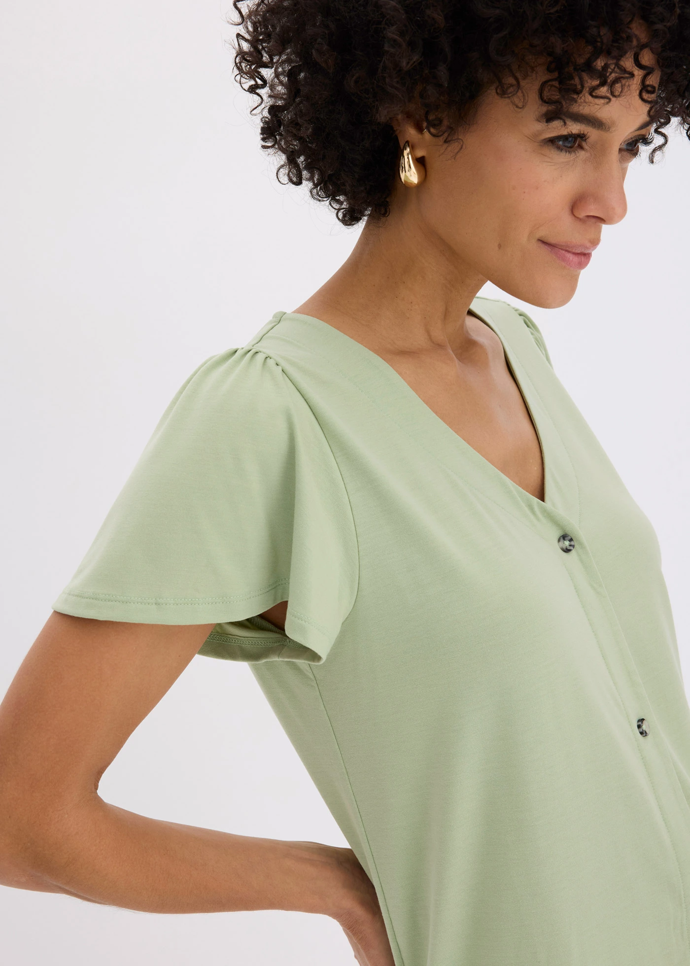 T-shirt boutonné • vert pâle • Boutique bonprix