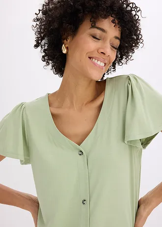 T-shirt boutonné • vert pâle • Boutique bonprix