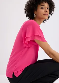 T-shirt avec manches en mousseline • fuchsia • Boutique bonprix