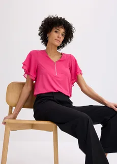 T-shirt avec manches en mousseline • fuchsia • Boutique bonprix