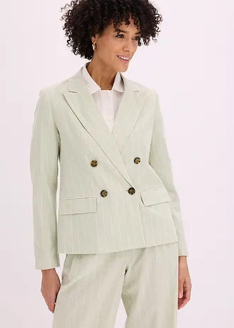 Blazer en lin majoritaire • vert pâle/écru rayé • Boutique bonprix