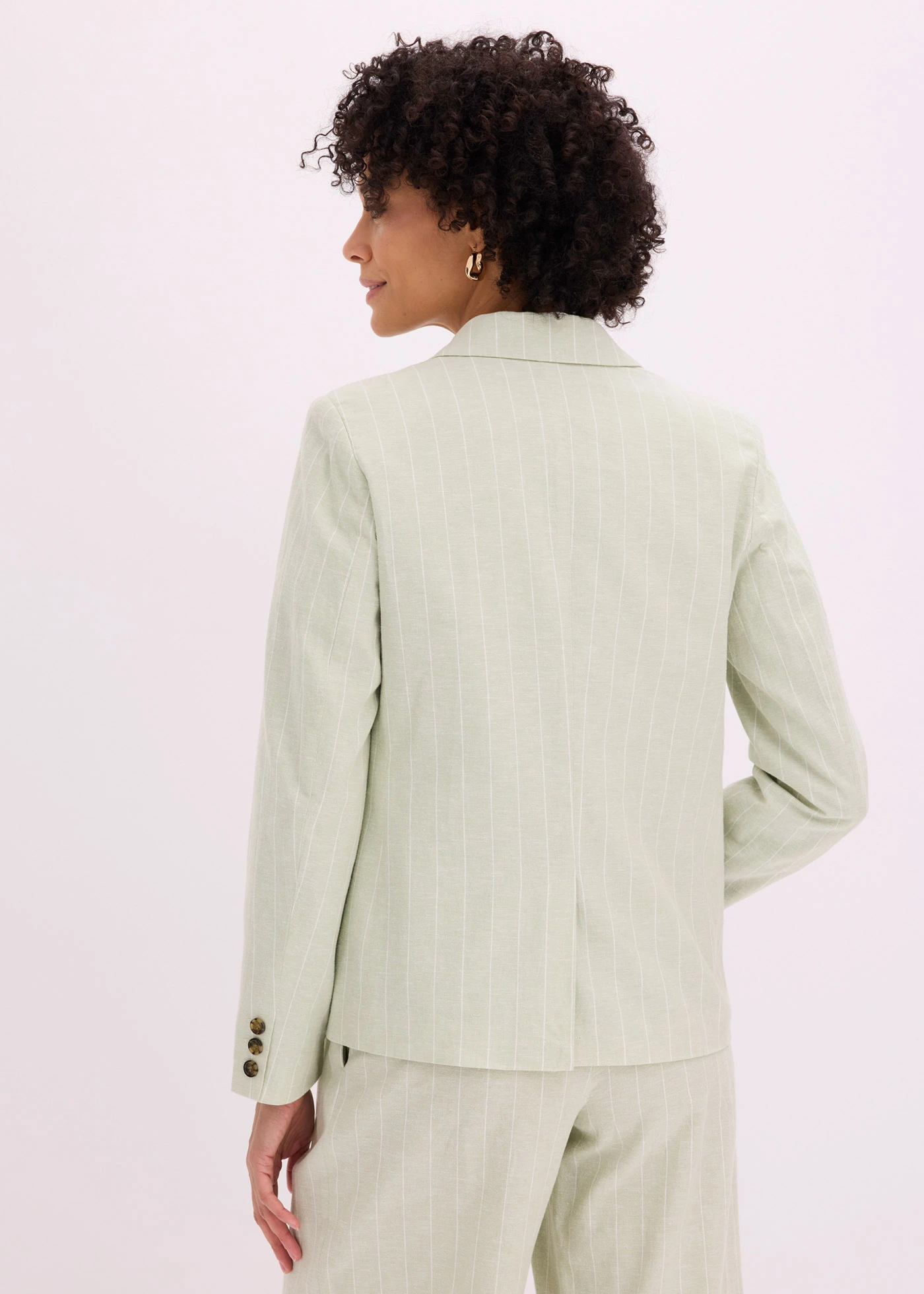 Blazer met linnen • grijsgroen/wolwit gestreept • bonprix online shop
