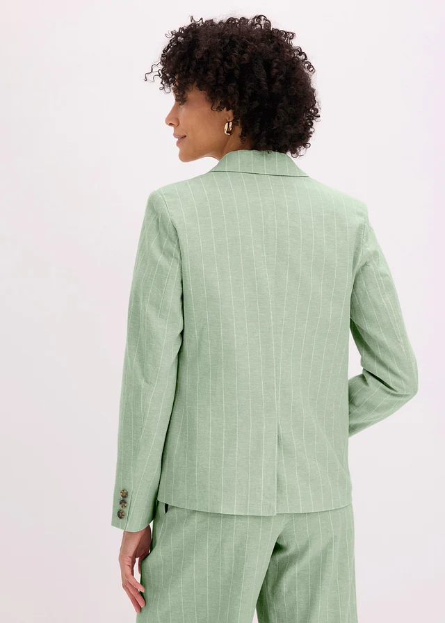 Blazer en lin majoritaire, Couleur: vert pâle-écru rayé