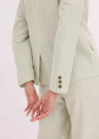 Blazer en lin majoritaire • vert pâle/écru rayé • Boutique bonprix