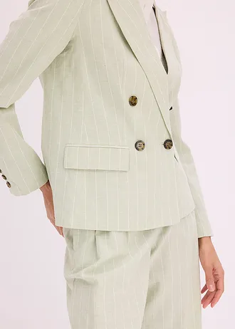 Blazer met linnen • grijsgroen/wolwit gestreept • bonprix online shop
