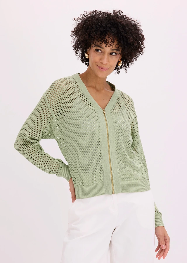 Gebreid vest, Kleur: grijsgroen/metallic
