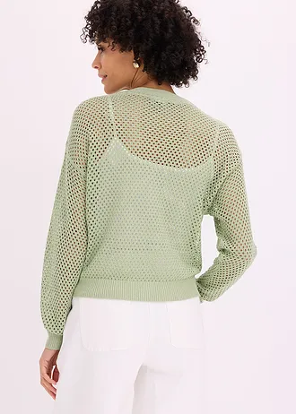 Gebreid vest • grijsgroen/metallic • bonprix online shop