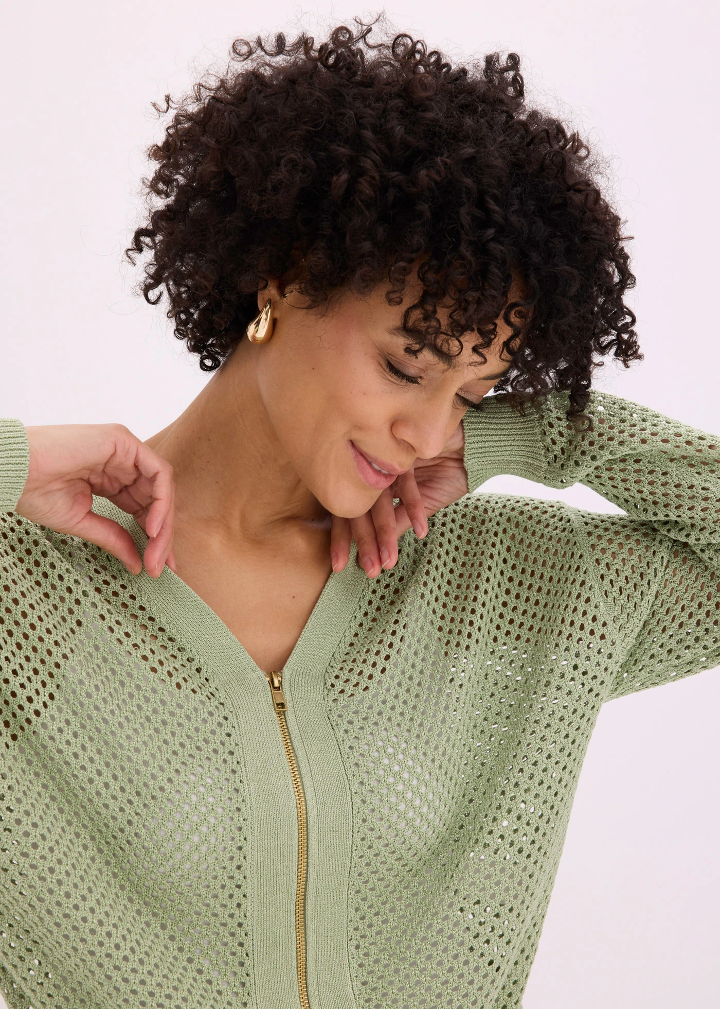 Gilet en maille • vert pâle/métallisé • Boutique bonprix