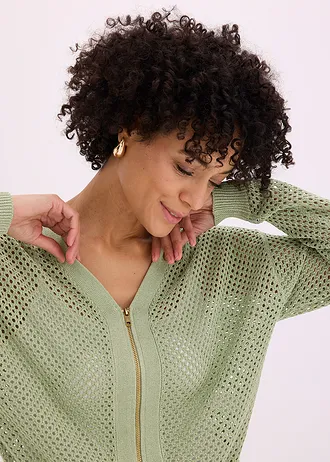 Gebreid vest • grijsgroen/metallic • bonprix online shop