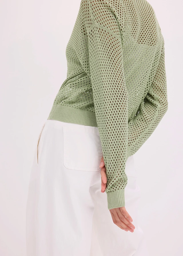 Jachetă tricotată • verde pal/metalic • magazin bonprix