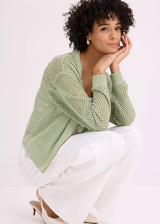 Gilet en maille • vert pâle/métallisé • Boutique bonprix