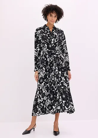 Robe-chemise en viscose, Couleur: noir-écru