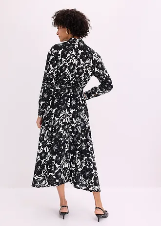 Overhemdjurk van viscose • zwart/wolwit • bonprix online shop