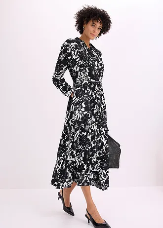 Robe-chemise en viscose, Couleur: noir-écru