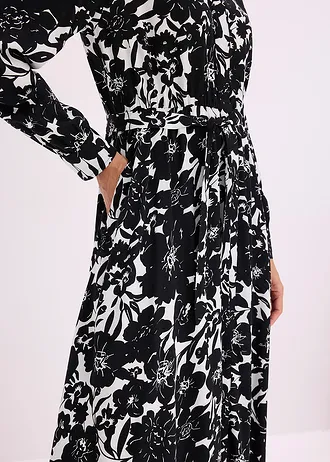 Robe-chemise en viscose • noir-écru • Boutique bonprix