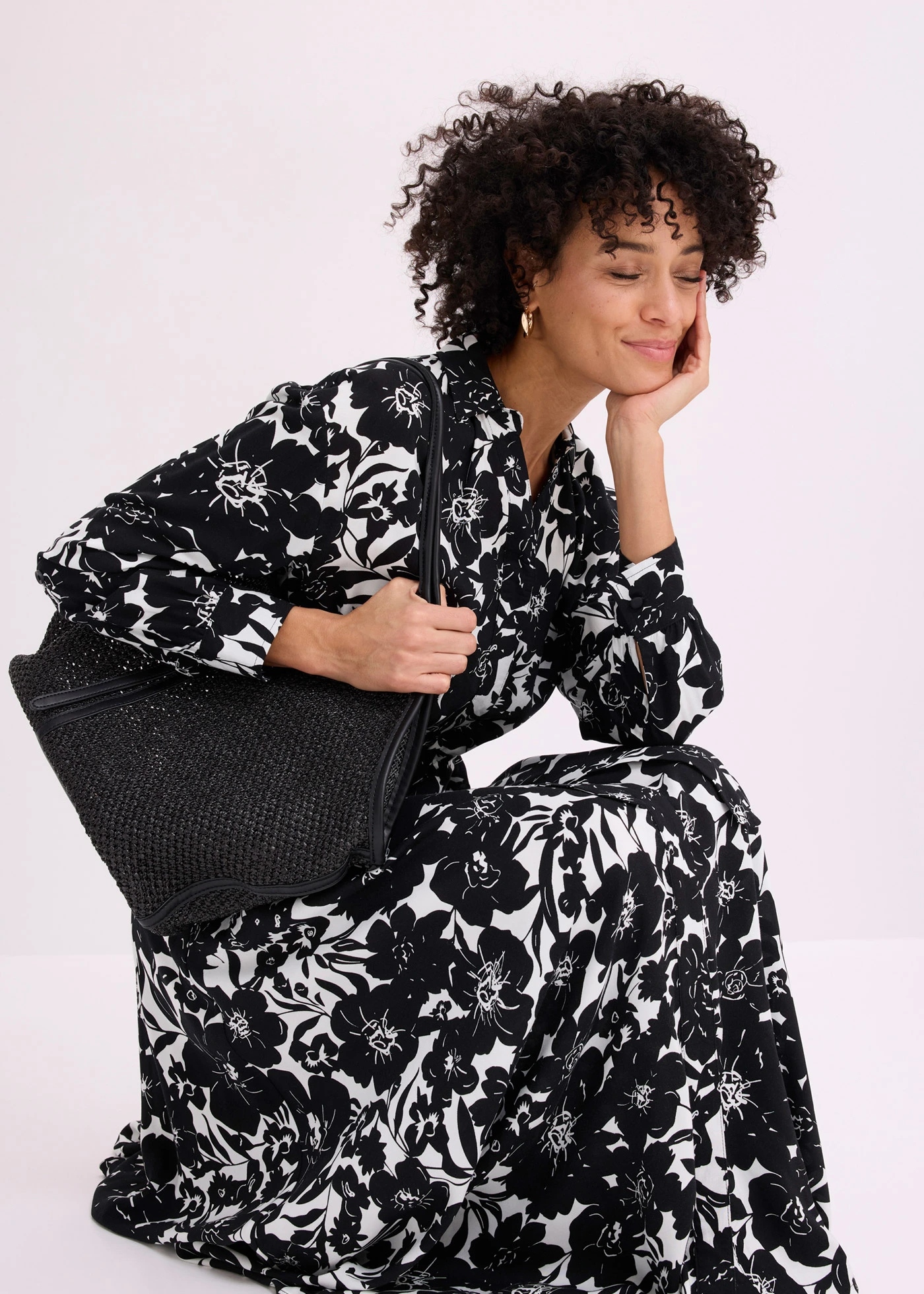 Overhemdjurk van viscose • zwart/wolwit • bonprix online shop