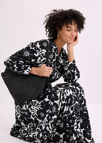 Overhemdjurk van viscose • zwart/wolwit • bonprix online shop