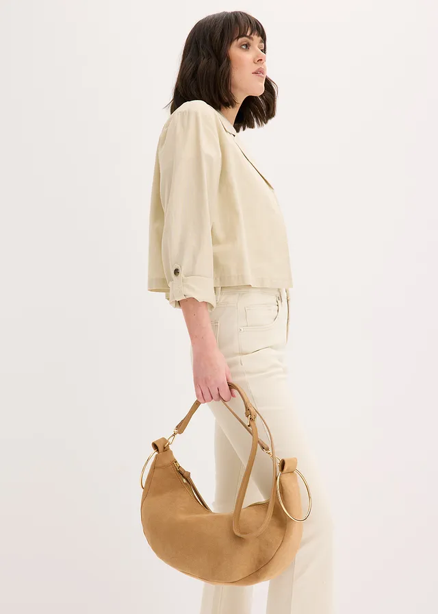 Schoudertas met metalen ringhandvatten • sandbeige • product-page.page-title-suffix