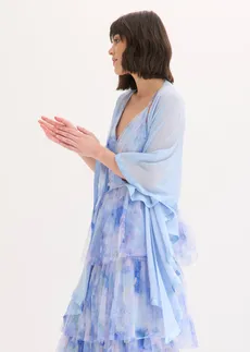 Șal tip poncho cu detaliu fin din satin • albastru pudrat • magazin bonprix