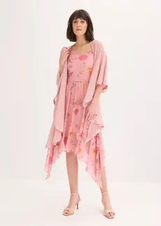 Șal tip poncho cu detaliu fin din satin • roz cenușiu • magazin bonprix