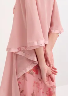 Șal tip poncho cu detaliu fin din satin • roz cenușiu • magazin bonprix