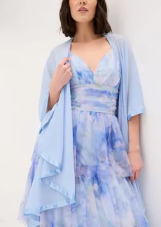 Poncho sjaal met fijne satijndetail • poederblauw • bonprix online shop