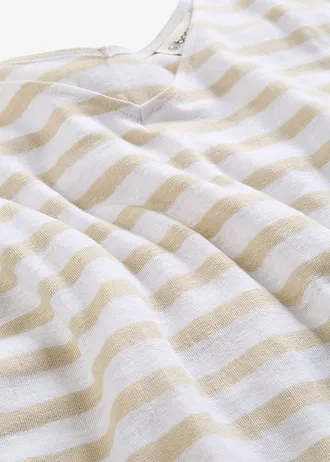 Linnen shirt met vleermuismouwen • lichtsand/wit gestreept • bonprix online shop