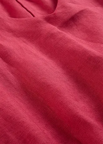 Korte jurk van puur linnen, 3/4 mouw • kersenrood • bonprix online shop
