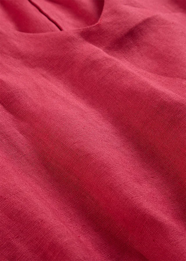 Robe 100 % lin, manches 3/4 • rouge cerise • Boutique bonprix