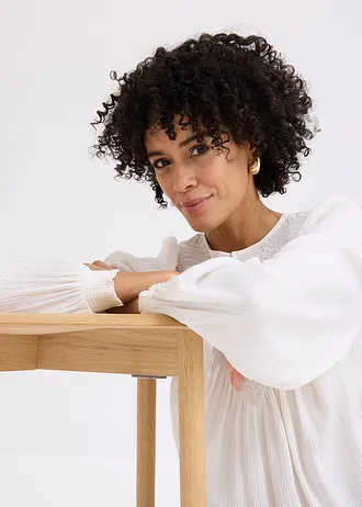 Tunique brodée • blanc-doré métallisé • Boutique bonprix