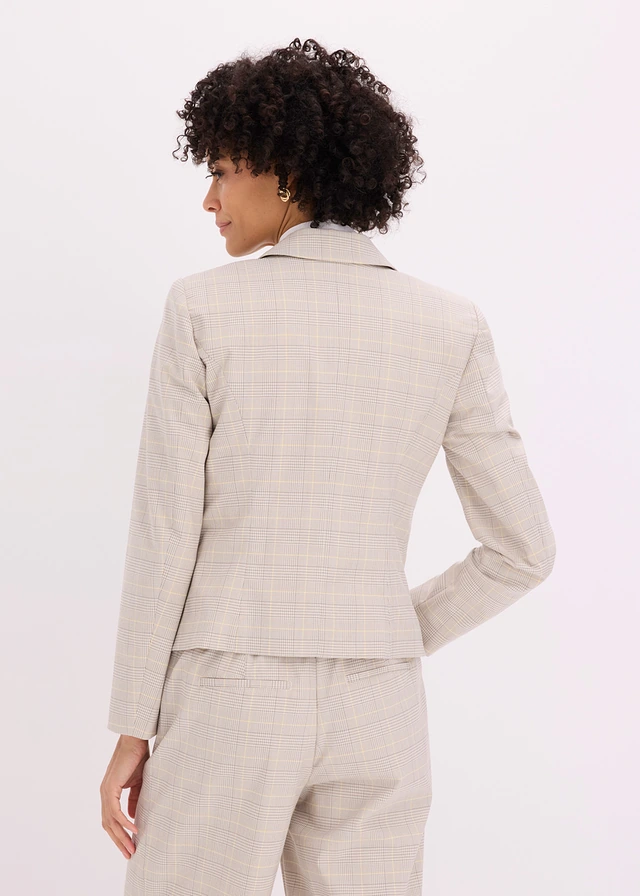 Blazer à carreaux écossais, Couleur: jaune clair-sable clair carreaux